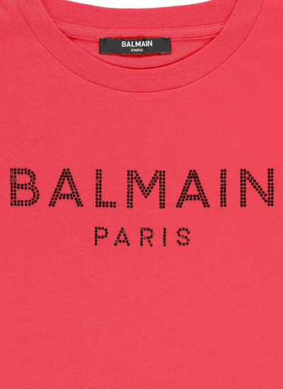Shop Balmain T-shirt With Logo In Fuchsia