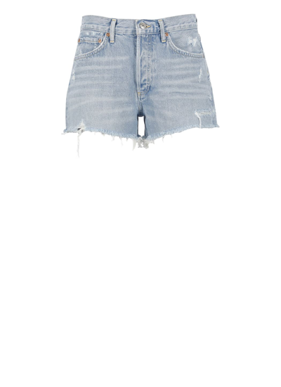 Shop Agolde Parker Shorts In Light Blue