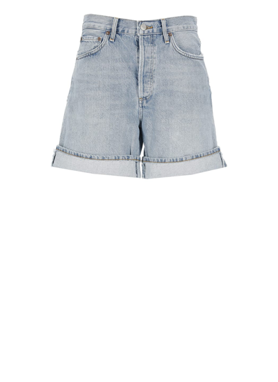 Shop Agolde Dame Shorts In Light Blue