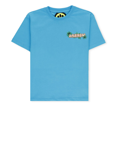 Shop Barrow Cotton T-shirt With Logo In Light Blue
