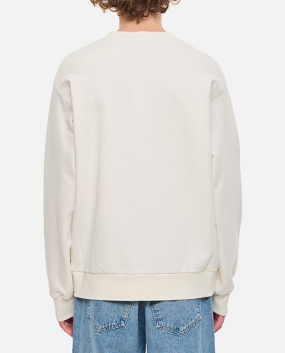 Apc White Crewneck Sweatshirt With Logo And Faded Circle Print For Men In White
