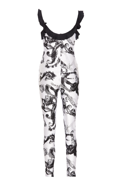 Shop Versace Jeans Couture V-emblem Rouches Suit In White