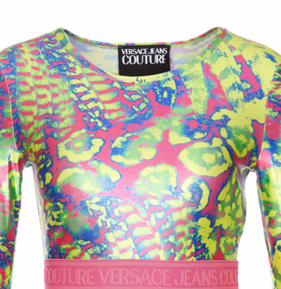 Shop Versace Jeans Couture Animalier Print Top In Green