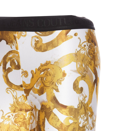 Shop Versace Jeans Couture Watercolour Couture Short Leggings In Golden