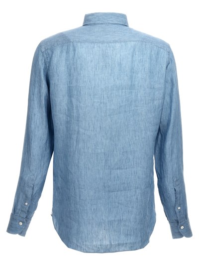 Shop Borriello Napoli Linen Shirt In Light Blue