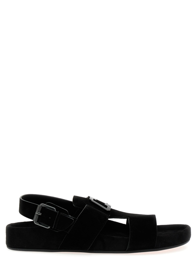 Shop Christian Louboutin Varsibuckle Midi Sandals In Black