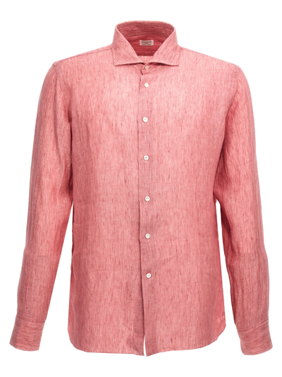 Shop Borriello Napoli Linen Shirt In Pink