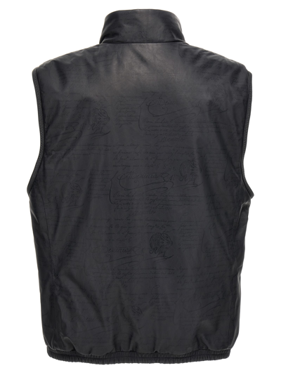 Shop Berluti Printed Scritto Vest In Gray