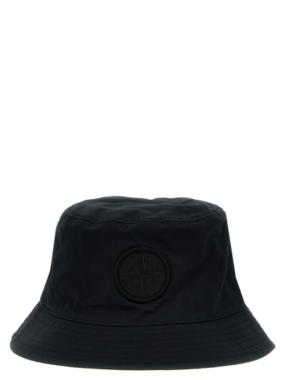 Shop Stone Island Logo Embroidery Bucket Hat In Black
