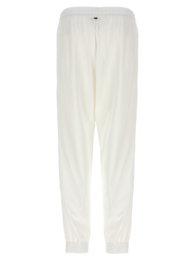 Herno Elastic Waistband Cuffed Hem Side Pockets Trousers In White