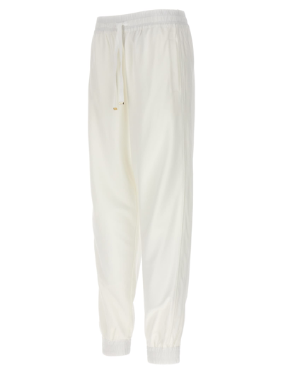 Herno Elastic Waistband Cuffed Hem Side Pockets Trousers In White