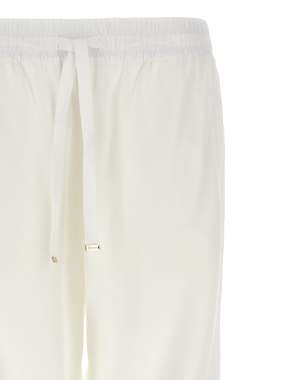 Herno Elastic Waistband Cuffed Hem Side Pockets Trousers In White