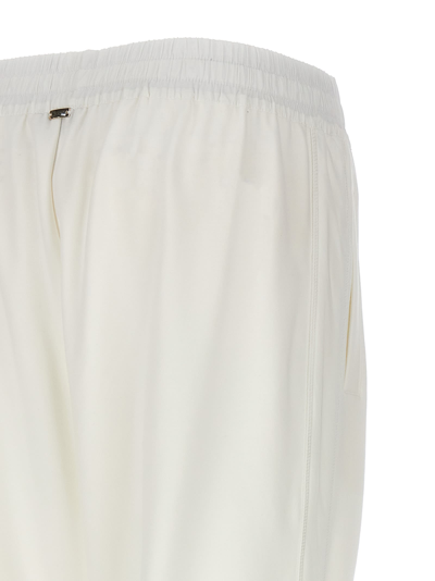 Herno Elastic Waistband Cuffed Hem Side Pockets Trousers In White