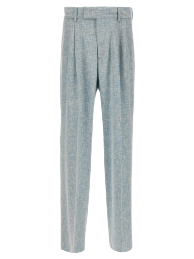 Shop Amiri Cross Hatch Dbl Plt Pants In Light Blue