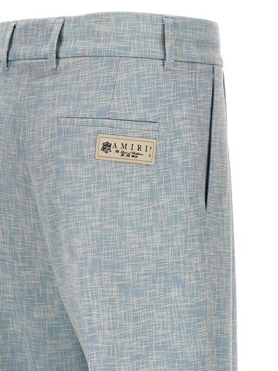 Shop Amiri Cross Hatch Dbl Plt Pants In Light Blue