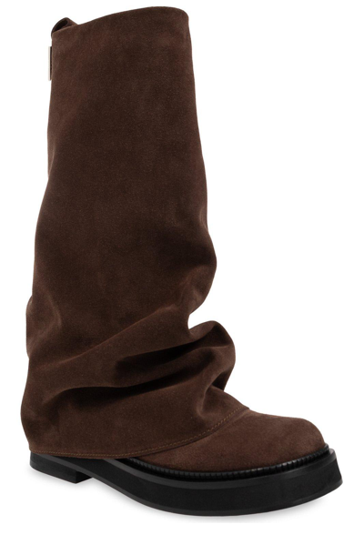 Shop Attico Robin Square Toe Boots In Brown