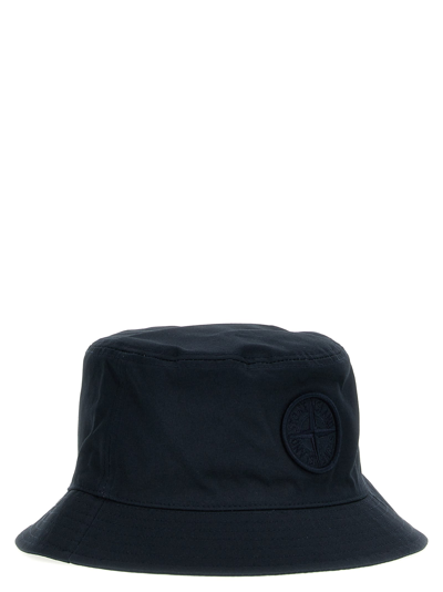 Shop Stone Island Logo Embroidery Bucket Hat In Blue