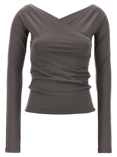 Shop Fabiana Filippi Crossed Top In Brown