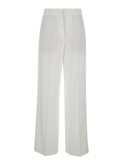 Shop Brunello Cucinelli White Tailored Trousers In Cotton Woman
