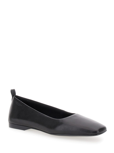 Shop Vagabond Delia Black Ballet Flats With Squared Toe In Leather Woman