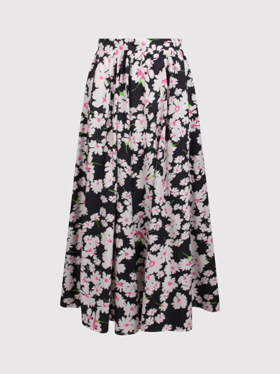Shop Msgm Loose Cut Long Skirt With Daisy Print