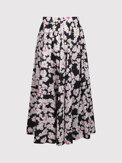 Shop Msgm Loose Cut Long Skirt With Daisy Print
