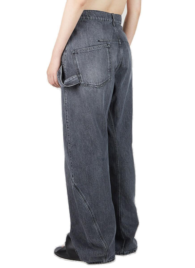Shop Jw Anderson Twisted Wide Leg Workwear Jeans In Grey