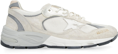 Shop Golden Goose Running Dad Leather Low-top Sneakers In White/silver