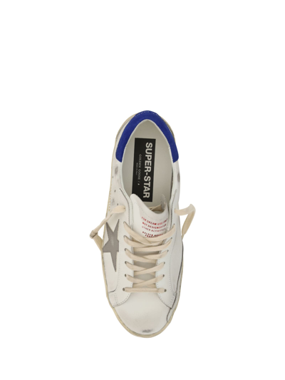 Shop Golden Goose Super Star Sneakers In White/grey/bluette/beige