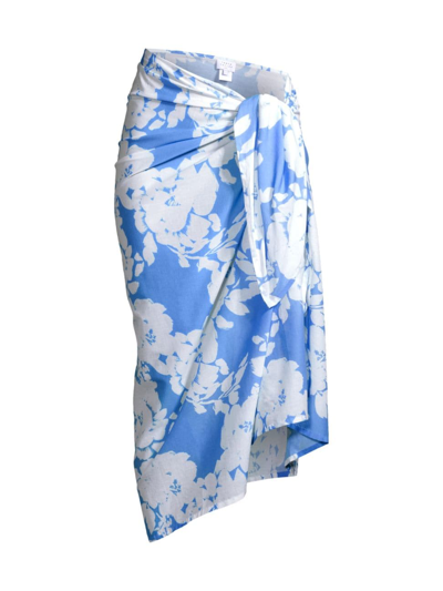Shop Tanya Taylor Women's Elora Floral Cotton Sarong In Azure Blue