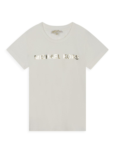 Shop Michael Kors Little Girl's & Girl's Logo Crewneck T-shirt In Off White
