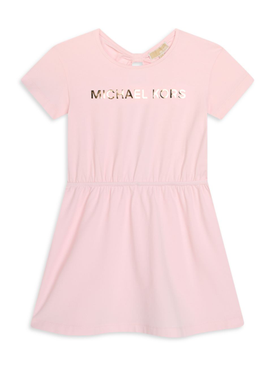 Shop Michael Kors Little Girl's Logo Short-sleeve Dress In Pale Pink