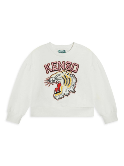 Shop Kenzo Little Girl's & Girl's Varsity Logo Crewneck Sweatshirt In Ivory