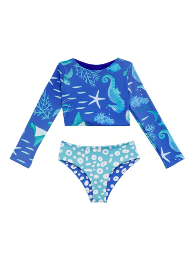 Shop Pepita & Me Baby Girl's, Little Girl's & Girl's Tornasol Sun Long-sleeve Bikini In Fista En El Mar Azul Morado