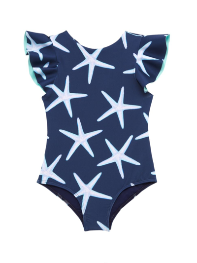 Shop Pepita & Me Baby Girl's, Little Girl's & Girl's Tornasol Dayana One-piece Swimsuit In Estrellas De Mar Deep Blue