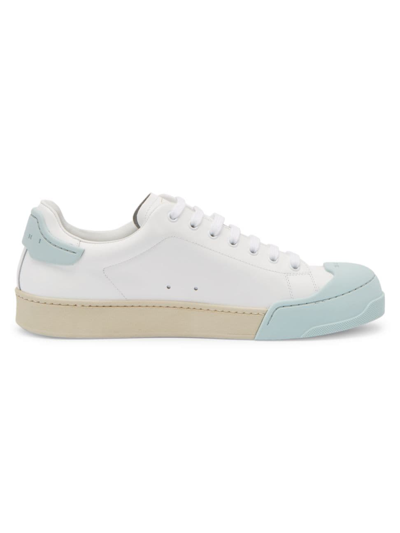 Shop Marni Men's Dada Leather Bumper Sneakers In Lily White Mineral Ice
