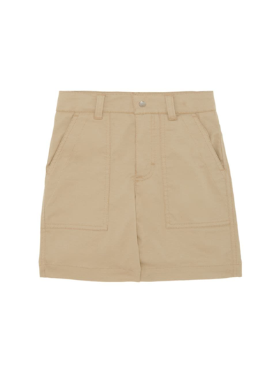 Shop Moncler Little Kid's & Kid's Stretch Cotton Shorts In Beige