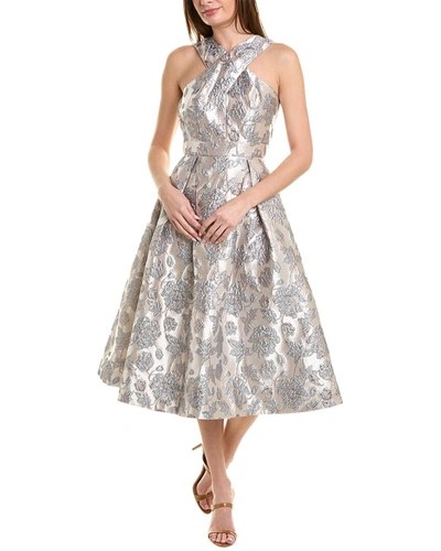 Shop Maison Tara Brocade Maxi Dress In Silver