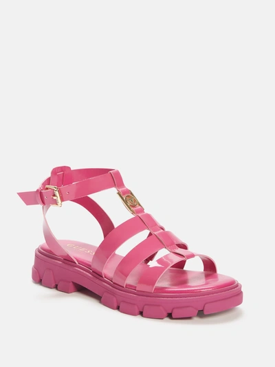 Shop Guess Factory Yalena Fishermen Sandals In Pink