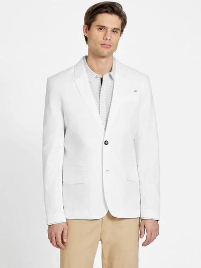 Shop Guess Factory Sanders Chambray Blazer In White