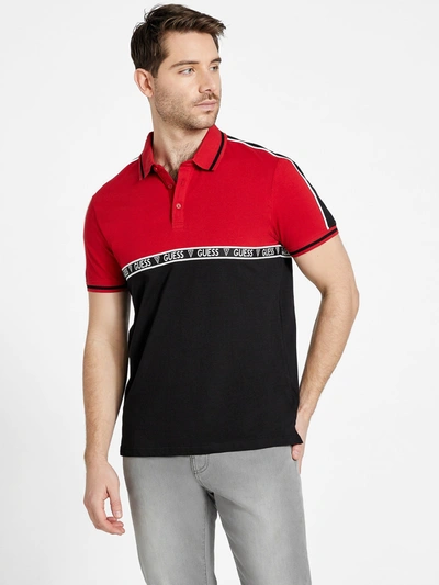 Shop Guess Factory Eco Tai Color-block Polo In Red