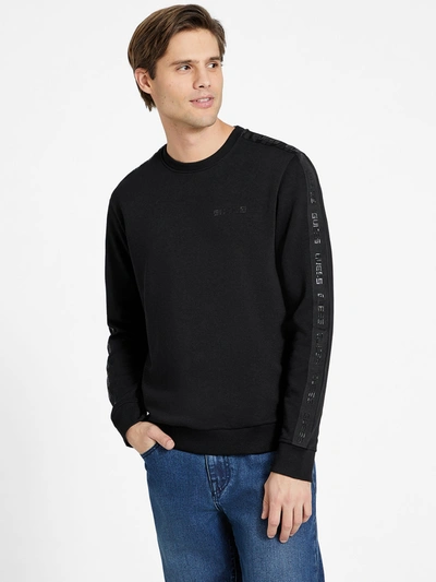 Shop Guess Factory Eco Nelly Logo Tape Sweatshirt In Black