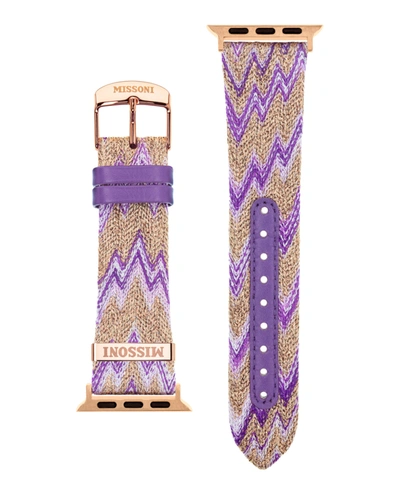 Shop Missoni Fabric Apple Watch Strap In Gold