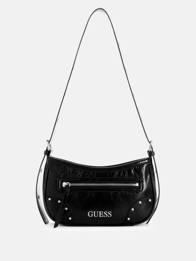 Shop Guess Factory Dementri Shoulder Bag In Black