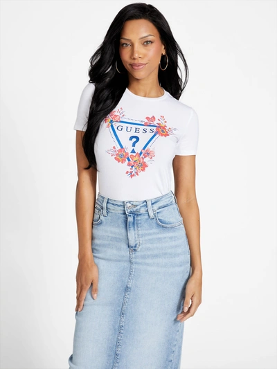 Shop Guess Factory Eco Maggie Rhinestone Tee In White