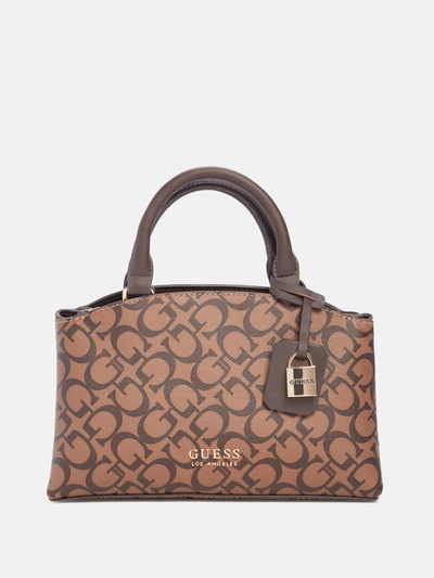 Shop Guess Factory Easley Small Satchel In Brown