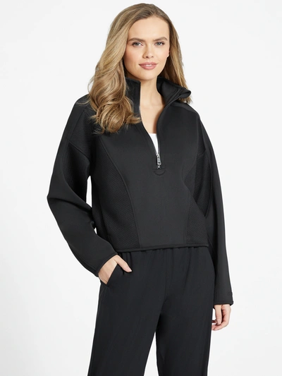 Shop Guess Factory Pandora Half-zip Pullover In Black