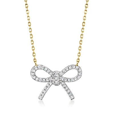 Rs Pure By Ross-simons Diamond Bow Necklace In 14kt Yellow Gold In Multi