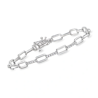 Rs Pure By Ross-simons Diamond Paper Clip Link Bracelet In Sterling Silver In Multi