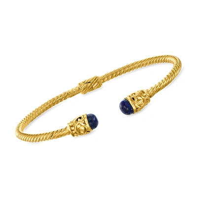 Ross-simons Lapis Twisted Cuff Bracelet In 18kt Gold Over Sterling In Multi
